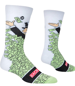 MONOPOLY Board Game Men’s WINDFALL OF CASH Socks ODD SOX Brand - Novelty Socks for Less
