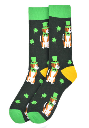 ST. PATRICKS DAY DOG Men’s Socks PARQUET Brand - Novelty Socks And Slippers