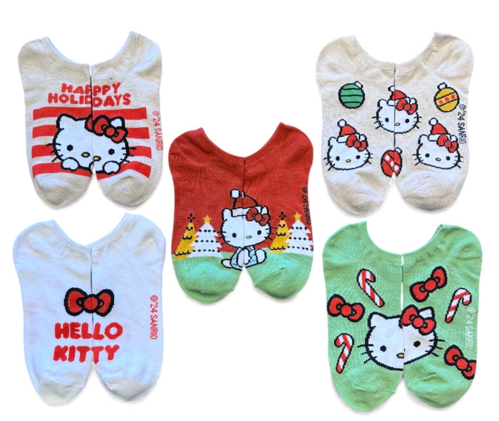 SANRIO HELLO KITTY Ladies Christmas 5 Pair Of No Show Socks