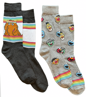 SESAME STREET Men’s 2 Pair Of Socks SNUFFY, GROVER, BERT & ERNIE - Novelty Socks And Slippers