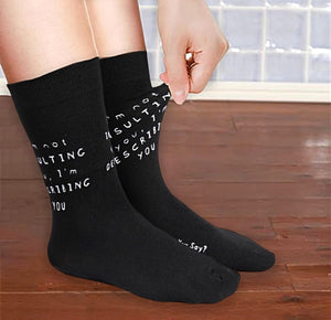 WHAT’D YOU SAY? Unisex ‘I’M SORRY WHAT LANGUAGE ARE YOU SPEAKING? IT SOUNDS LIKE TOTAL BULL$HIT’ Socks - Novelty Socks And Slippers