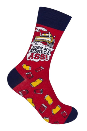 KISS MY REDNECK ASS Adult Unisex Socks FUNATIC BRAND - Novelty Socks And Slippers