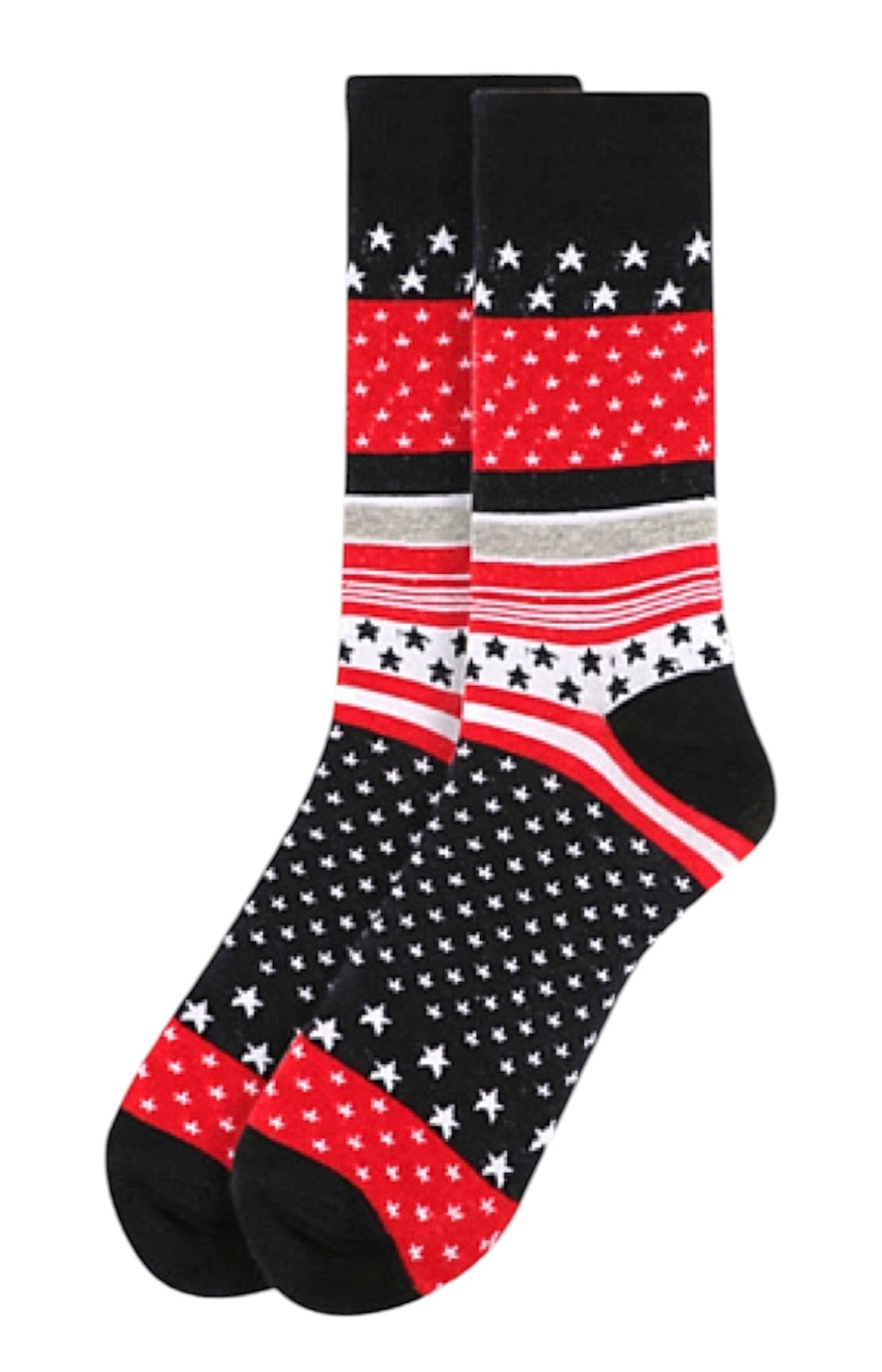 PATRIOTIC SOCKS Men's Socks RED, WHITE & BLUE With Stars All Over PARQUET BRAND - Novelty Socks And Slippers