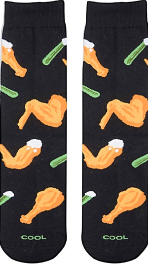 COOL SOCKS Men’s BUFFALO HOT WINGS & CELERY SOCKS - Novelty Socks for Less