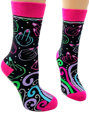 FABDAZ Brand Ladies SASSY MIDDLE FINGER Socks - Novelty Socks for Less