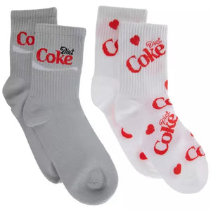COCA-COLA Ladies 2 Pair Of Socks Diet Coke With Hearts All Over - Novelty Socks And Slippers