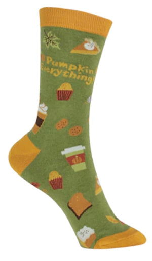 FOOT TRAFFIC Brand Ladies PUMPKIN EVERYTHING Socks PUMPKIN COFFEE, PIE - Novelty Socks for Less