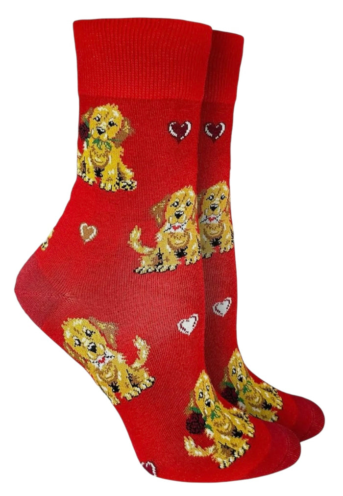 GOOD LUCK SOCK Brand Ladies Valentines Day PUPPY LOVE Socks