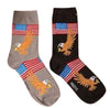 AMERICAN FLAG & BALD EAGLE Ladies 2 Pair Of PATRIOTIC Socks FOOZYS Brand - Novelty Socks And Slippers