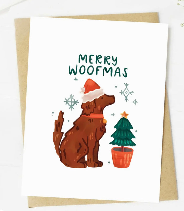 Cute Dog Christmas Greeting Card MERRY WOOFMAS *Made In The USA!