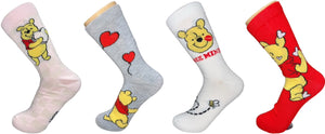 DISNEY WINNIE THE POOH Ladies VALENTINES DAY 4 Pair Of Socks ‘BEE MINE’ - Novelty Socks And Slippers