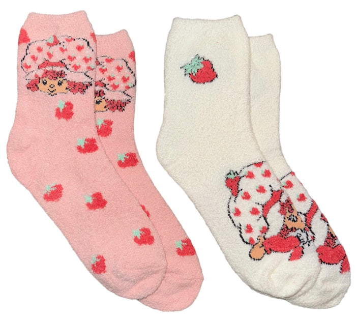 STRAWBERRY SHORTCAKE Ladies 2 Pair Of Fuzzy Plush Socks