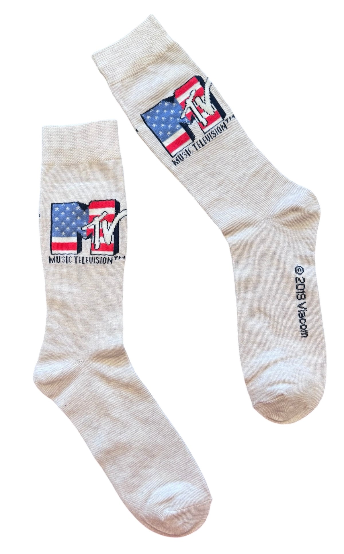 MTV MUSIC TELEVISION Men's PATRIOTIC Socks AMERICAN FLAG - Novelty Socks And Slippers