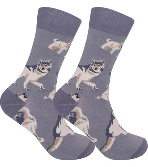 GRAY WOLF Adult Unisex Socks FUNATIC Brand Wolves All Over - Novelty Socks And Slippers