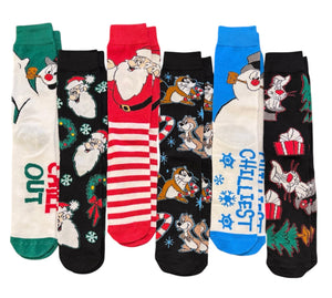 FROSTY THE SNOWMAN Men’s 6 Pair Of Christmas Socks 'CHIILIEST' - Novelty Socks And Slippers