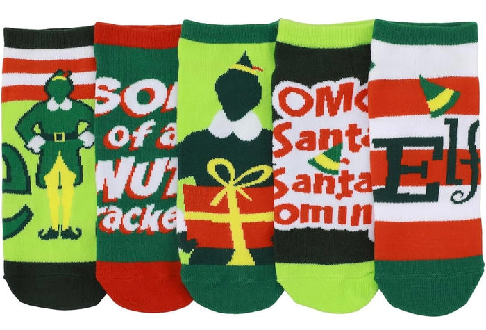 ELF THE MOVIE LADIES 5 Pair Of CHRISTMAS NO SHOW SOCKS SON OF A NUTCRACKER Bioworld Brand