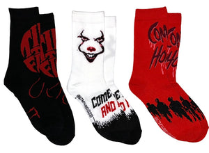 IT CHAPTER TWO Ladies 3 Pair Of PENNYWISE Socks ‘TIME TO FLOAT’ - Novelty Socks And Slippers