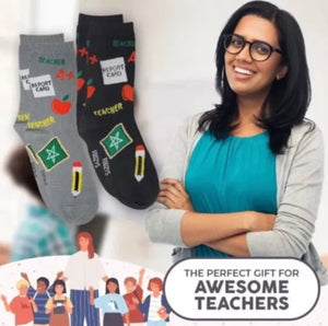 FOOZYS Brans Ladies TEACHER Socks REPORT CARD, APPLE, A+