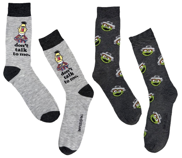 SESAME STREET Men’s 2 Pair Of Socks BERT & OSCAR THE GROUCH 'DON'T TALK TO ME'