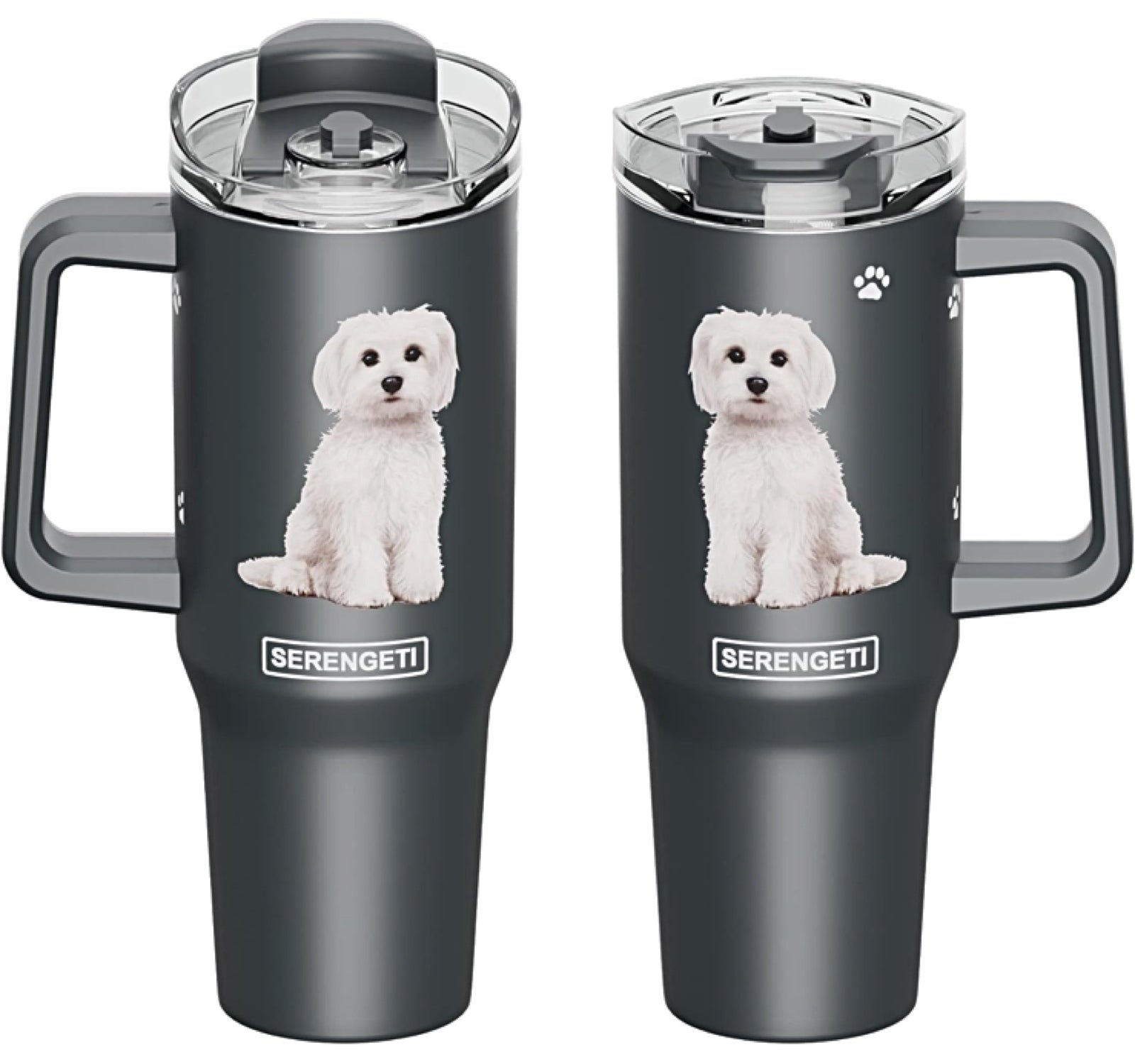 Maltese Gift Metal Travel Mug, Cute Dog Tumbler Cup