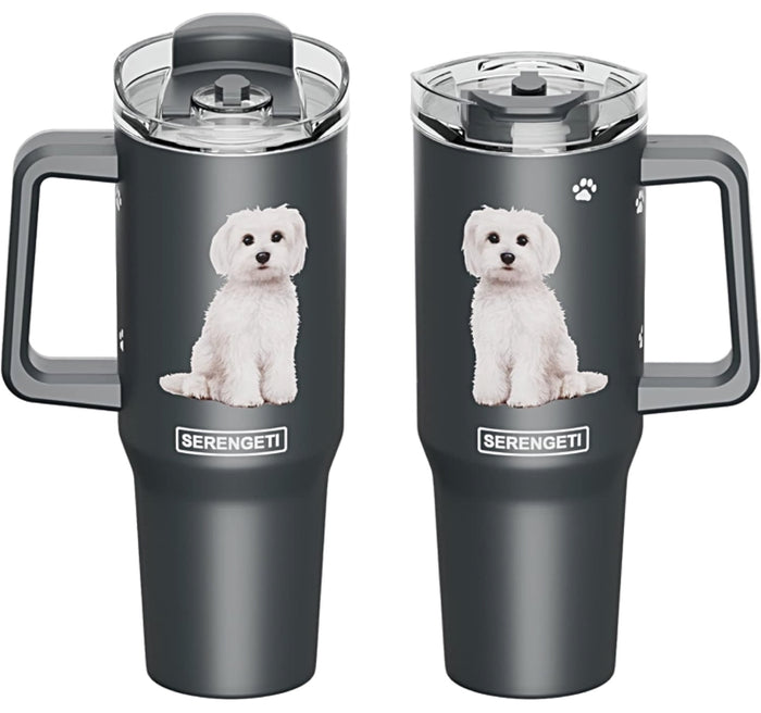 MALTESE Dog SERENGETI 40 Oz. Stainless Steel Ultimate Hot & Cold Tumbler By E&S PETS