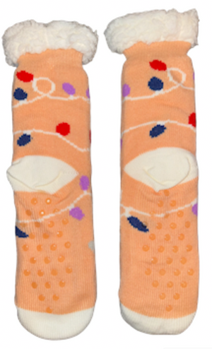 LLAMA Ladies Sherpa Lined Gripper Bottom Slipper Socks - Novelty Socks And Slippers