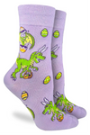 GOOD LUCK SOCK Brand Ladies EASTER DINOSAUR Socks With Easter Eggs - Novelty Socks And Slippers