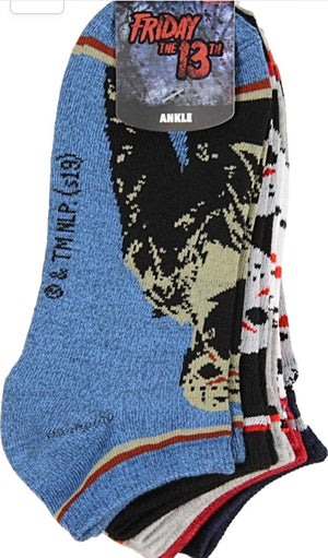 FRIDAY THE 13th Ladies 5 Pair Of HALLOWEEN Ankle Socks BIOWORLD Brand - Novelty Socks for Less
