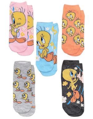 LOONEY TUNES TWEETY BIRD Ladies 5 Pair Of Low Cut Socks - Novelty Socks And Slippers
