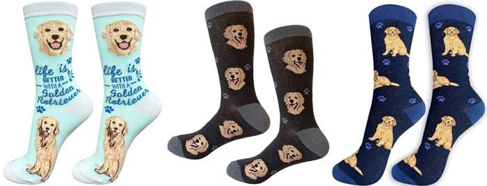 GOLDEN RETRIEVER Dog Unisex Socks By E&S Pets CHOOSE SOCK DADDY, HAPPY TAILS, LIFE IS BETTER