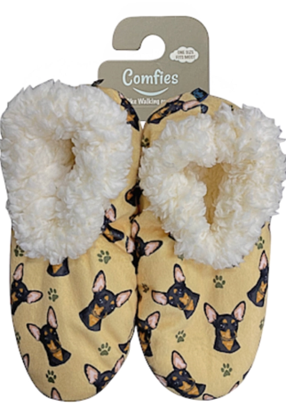 COMFIES BRAND Ladies CHIHUAHUA DOG (BLACK) Non-Skid Slippers