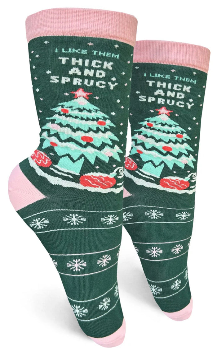 GROOVY THINGS CO. Brand Ladies CHRISTMAS Socks ‘I LIKE THEM THICK AND SPRUCY’