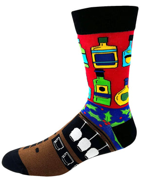 FABDAZ Brand Men’s CHRISTMAS Socks ‘MY CHRISTMAS SPIRIT IS IN THE LIQUOR CABINET’ - Novelty Socks And Slippers