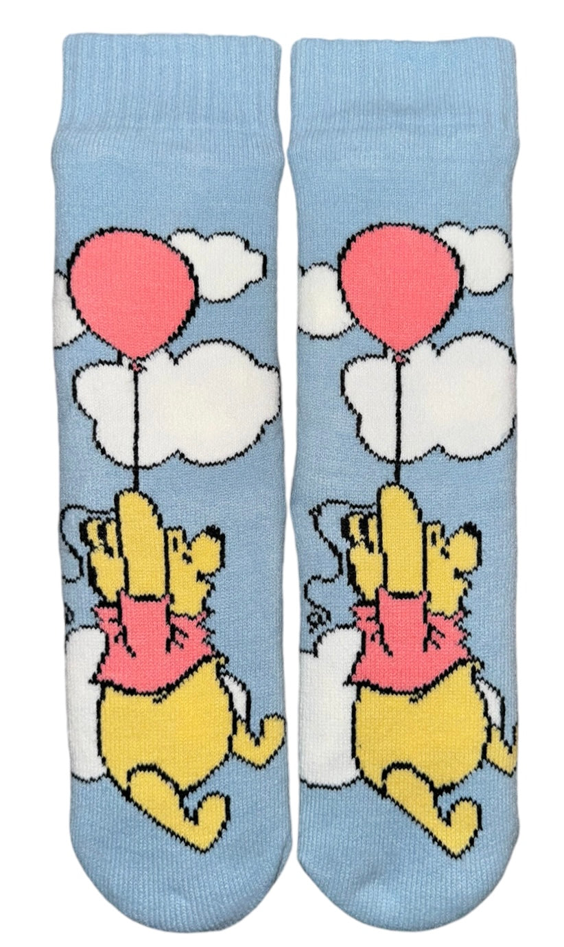 DISNEY WINNIE THE POOH Ladies Gripper Bottom Cozy Warmer Slipper Socks Novelty Socks And Slippers