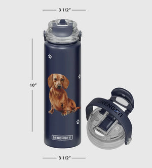 RED DACHSHUND Dog Stainless Steel 24 Oz. Water Bottle SERENGETI Brand By E&S Pets