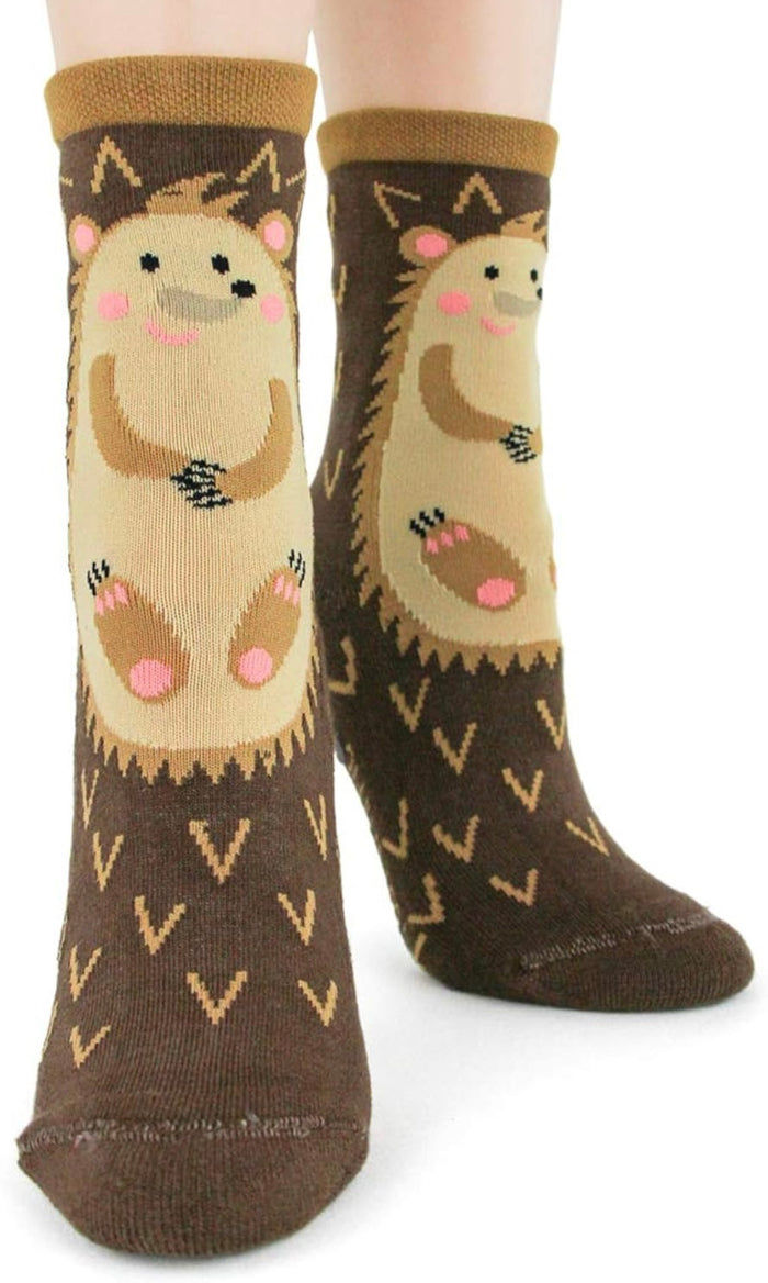 FOOT TRAFFIC Brand Ladies HEDGEHOG NON-SKID SLIPPER SOCKS