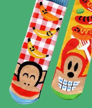 JULIUS The Monkey & BOB The Dog Unisex MISMATCHED GRIPPER BOTTOM SOCKS PALS SOCKS Brand (CHOOSE SIZE) BY PAUL FRANK - Novelty Socks And Slippers