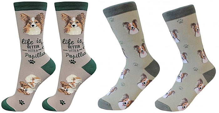 PAPILLON Dog Unisex Socks By E&S Pets CHOOSE SOCK DADDY, LIFE IS BETTER