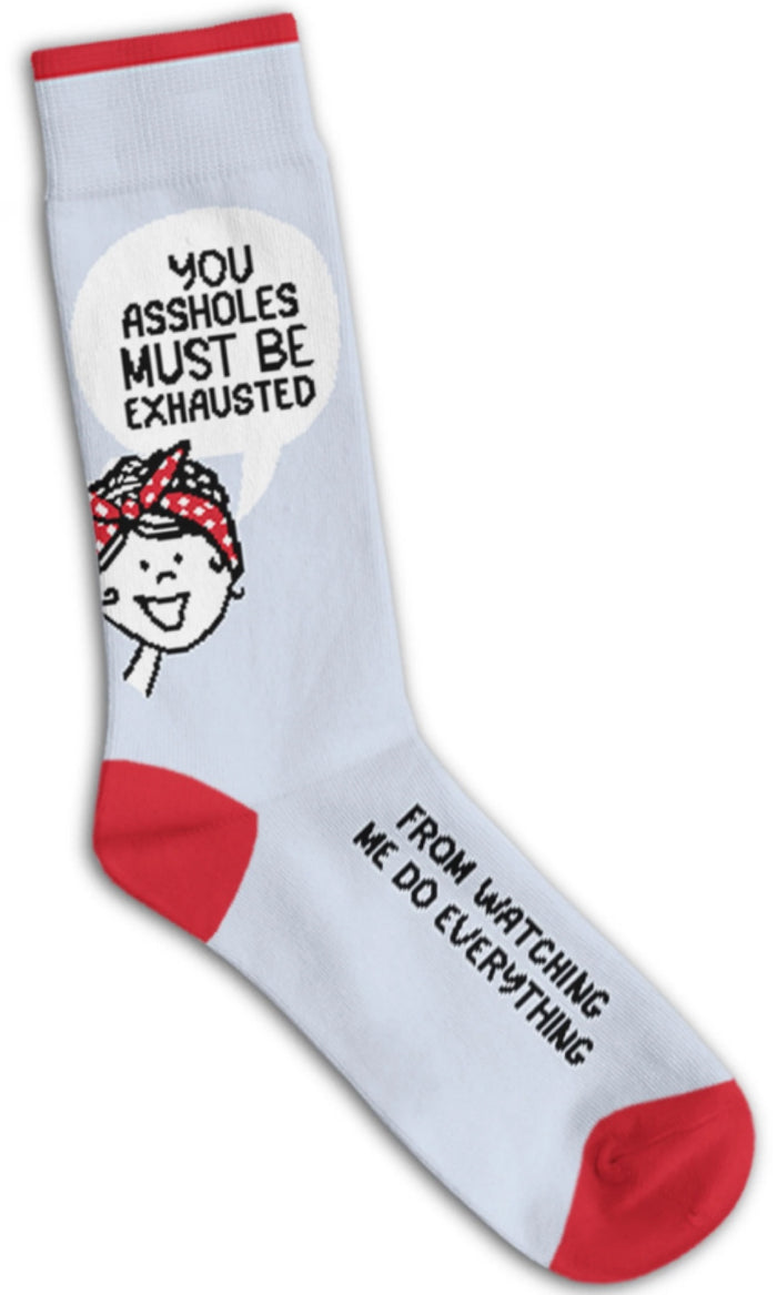 FUNATIC Brand Unisex ‘YOU ASSHOLES MUST BE EXHAUSTED FROM WATCHING ME DO EVERYTHING’ Socks