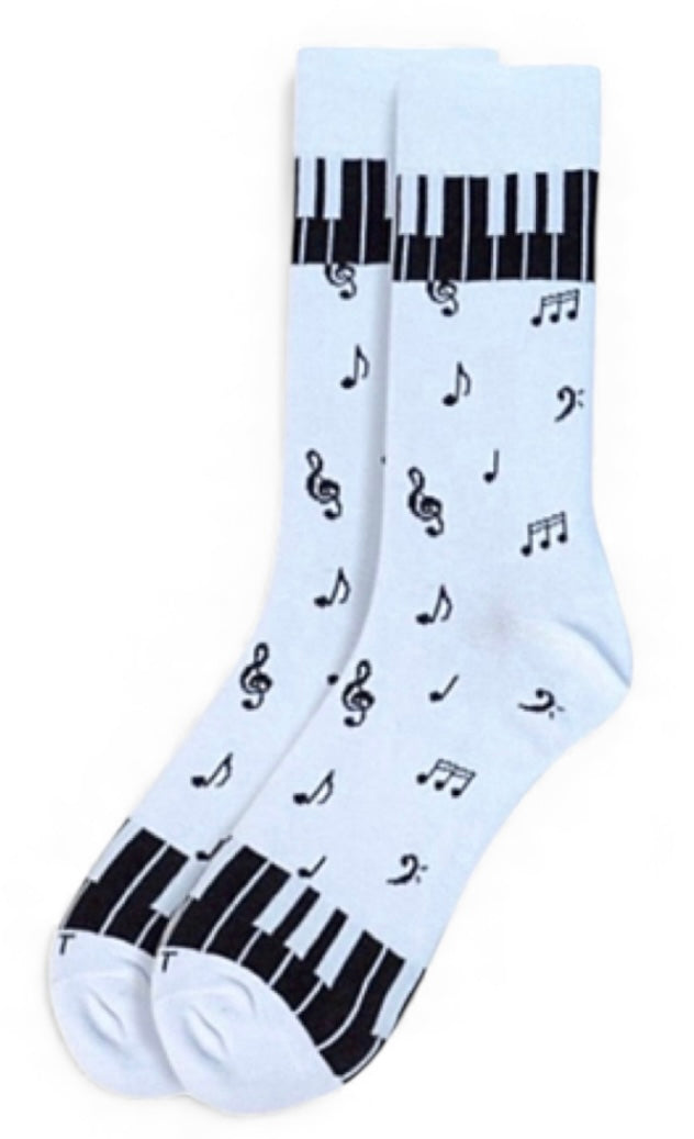PIANO KEY Men’s Socks Parquet Brand PIANO KEYS & MUSIC NOTES ALL OVER