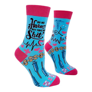 DO NOT HARM BUT TAKE NO SHIT LADIES NURSE SOCKS FABDAZ BRAND - Novelty Socks And Slippers