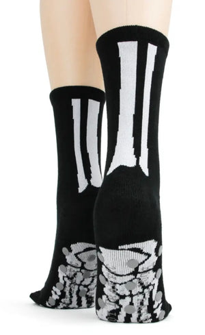 FOOT TRAFFIC Brand Ladies SKELETON BONES Non-Skid Slipper Socks