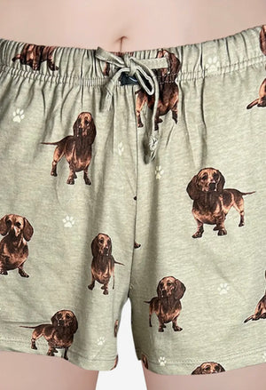 COMFIES LOUNGE PJ SHORTS Ladies DACHSHUND Dog By E&S PETS - Novelty Socks And Slippers