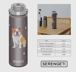CAVALIER KING CHARLES Dog Stainless Steel 24 Oz. Water Bottle SERENGETI Brand By E&S Pets - Novelty Socks for Less