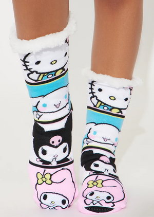 SANRIO HELLO KITTY Ladies Sherpa Lined Gripper Bottom Slipper Socks