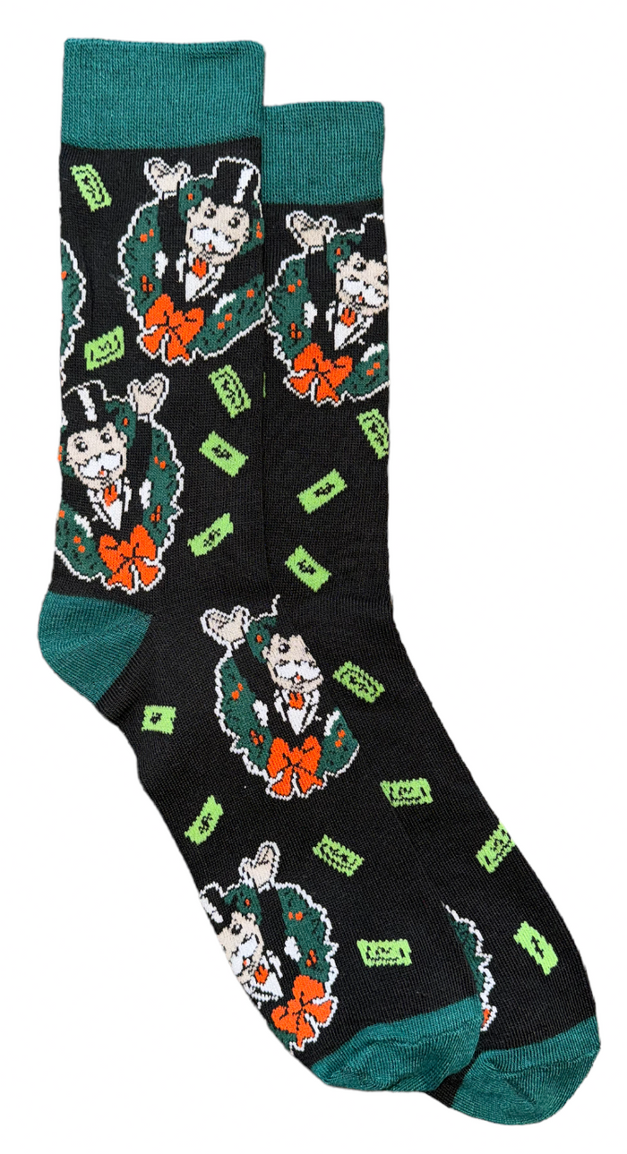 MONOPOLY Board Game Men’s CHRISTMAS Socks RICH UNCLE PENNYBAGS With Cash