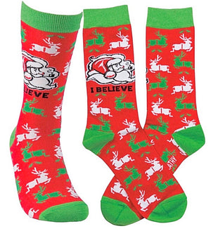 PRIMITIVES BY KATHY UNISEX SANTA CHRISTMAS Socks ‘I BELIEVE’ - Novelty Socks for Less