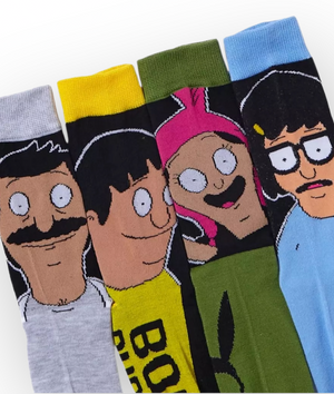 BOB’S BURGERS Men’s 6 Pair Of Socks Gift Set LOUISE, TINA, GENE ‘UHHH’ - Novelty Socks And Slippers