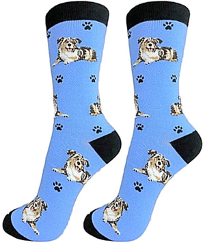 AUSTRALIAN SHEPHERD Dog Unisex Socks By E&S Pets CHOOSE SOCK DADDY, HAPPY TAILS, LIFE IS BETTER - Novelty Socks for Less