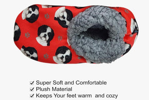 COMFIES BRAND LADIES SHIH TZU (BLACK & WHITE) NON-SKID SLIPPERS